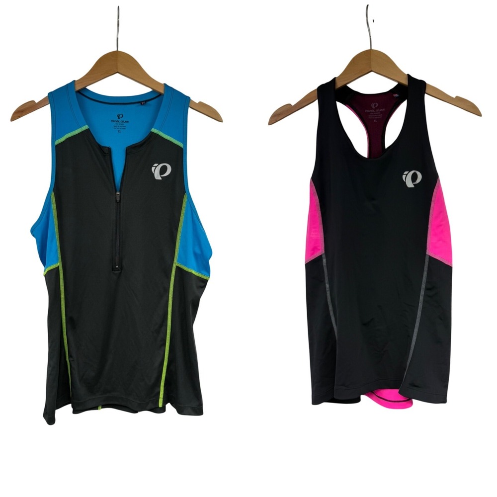 Pearl Izumi Womens Cycling Tank Top Bundle XL Black Blue Pink 1/4‎ Zip Racerback